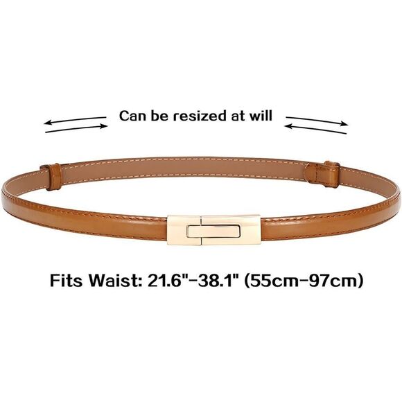 New Skinny Genuine Leather Belts 006 Womens Brown Thin Belt - Picture 6 of 8